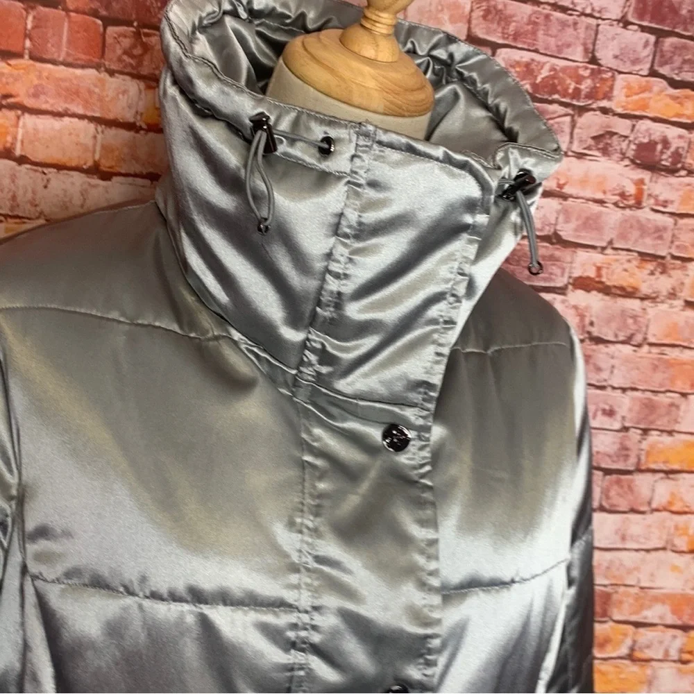 Sean John Silver Mid-length Quilted Puffer Coat